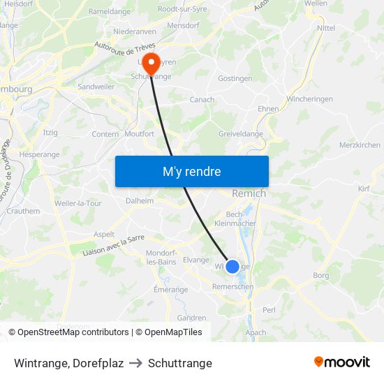 Wintrange, Dorefplaz to Schuttrange map