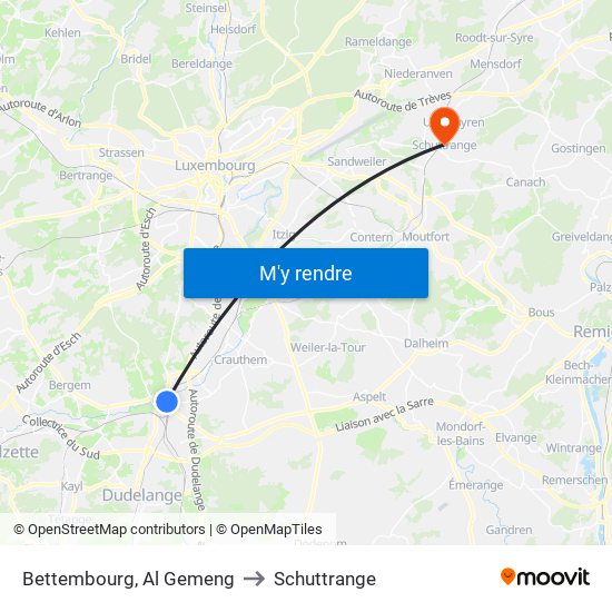 Bettembourg, Al Gemeng to Schuttrange map