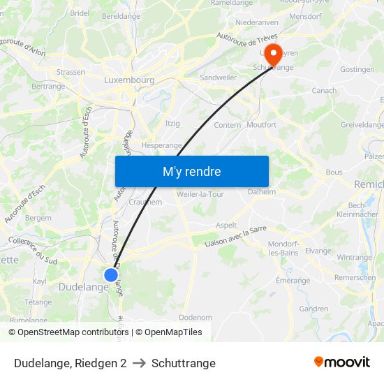 Dudelange, Riedgen 2 to Schuttrange map