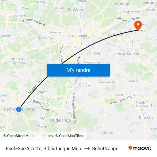 Esch-Sur-Alzette, Bibliothèque Mun. to Schuttrange map