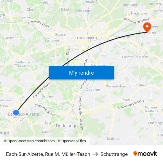 Esch-Sur-Alzette, Rue M. Müller-Tesch to Schuttrange map