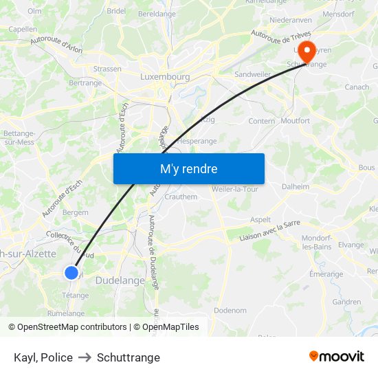 Kayl, Police to Schuttrange map