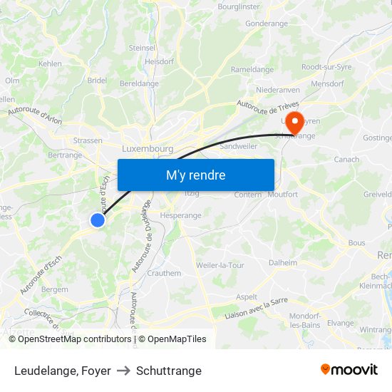 Leudelange, Foyer to Schuttrange map