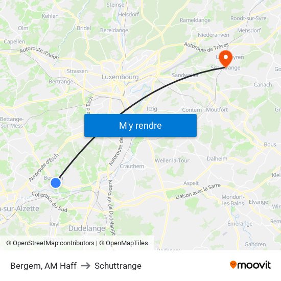 Bergem, AM Haff to Schuttrange map