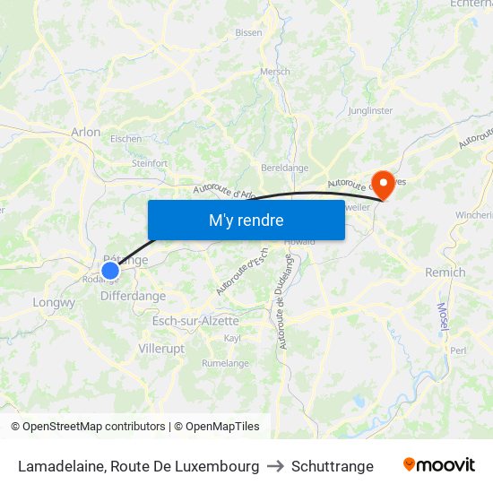 Lamadelaine, Route De Luxembourg to Schuttrange map