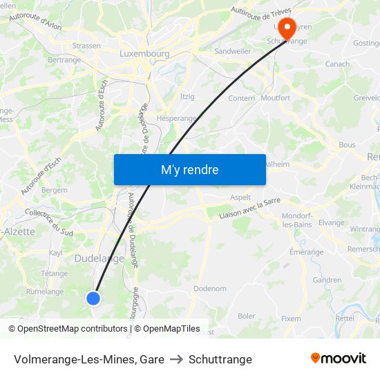 Volmerange-Les-Mines, Gare to Schuttrange map