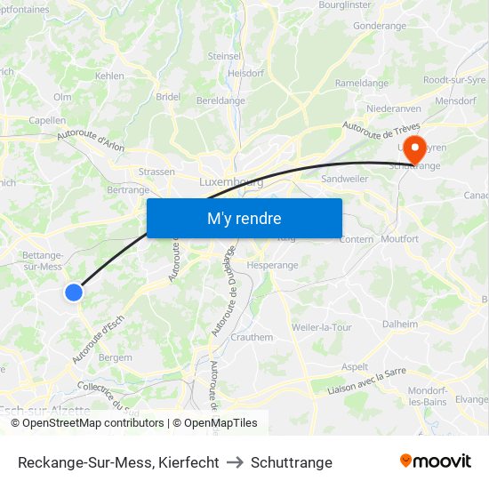 Reckange-Sur-Mess, Kierfecht to Schuttrange map