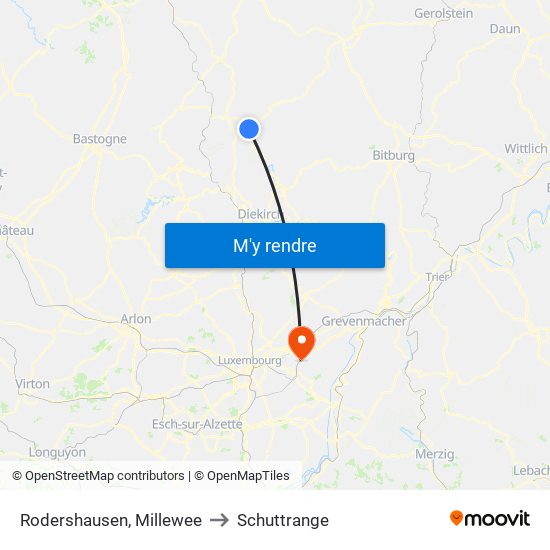 Rodershausen, Millewee to Schuttrange map