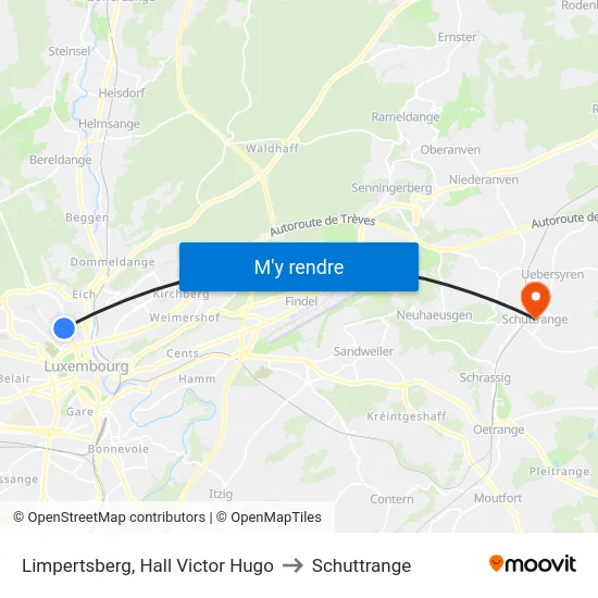 Limpertsberg, Hall Victor Hugo to Schuttrange map