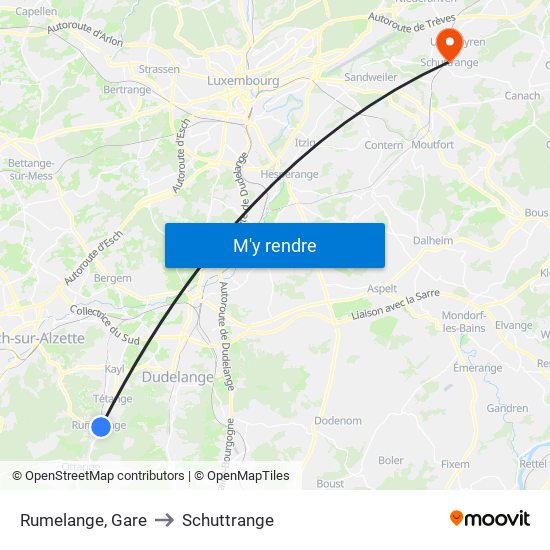 Rumelange, Gare to Schuttrange map