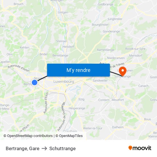 Bertrange, Gare to Schuttrange map