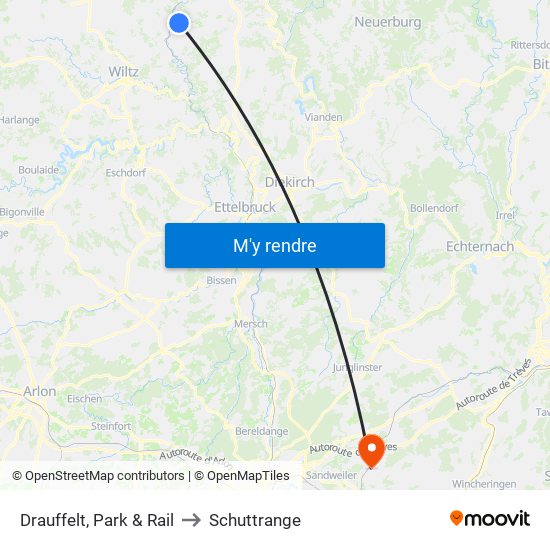 Drauffelt, Park & Rail to Schuttrange map