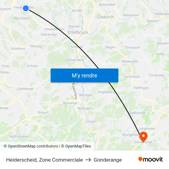 Heiderscheid, Zone Commerciale to Gonderange map
