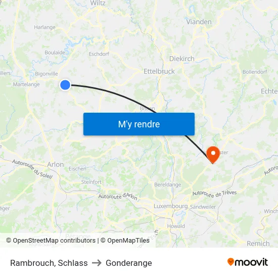 Rambrouch, Schlass to Gonderange map