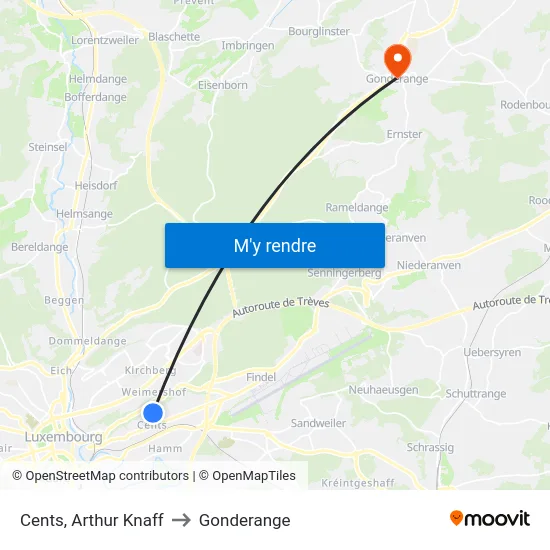 Cents, Arthur Knaff to Gonderange map