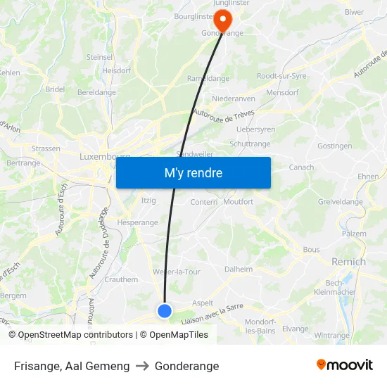Frisange, Aal Gemeng to Gonderange map