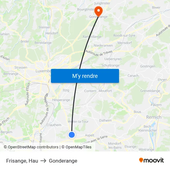 Frisange, Hau to Gonderange map