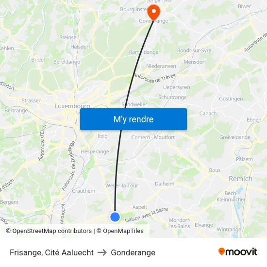Frisange, Cité Aaluecht to Gonderange map