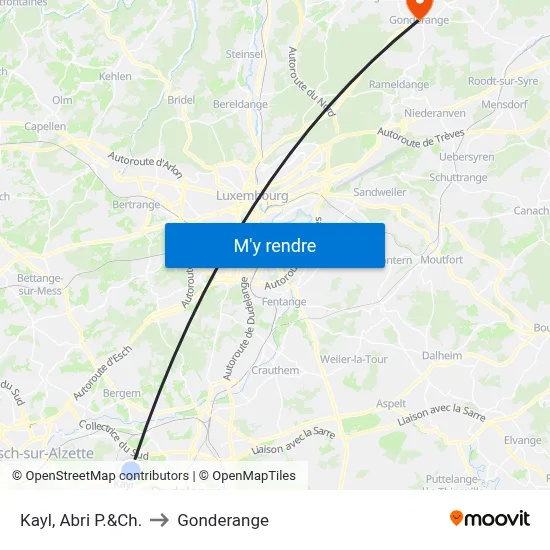 Kayl, Abri P.&Ch. to Gonderange map