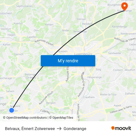 Belvaux, Ënnert Zolwerwee to Gonderange map
