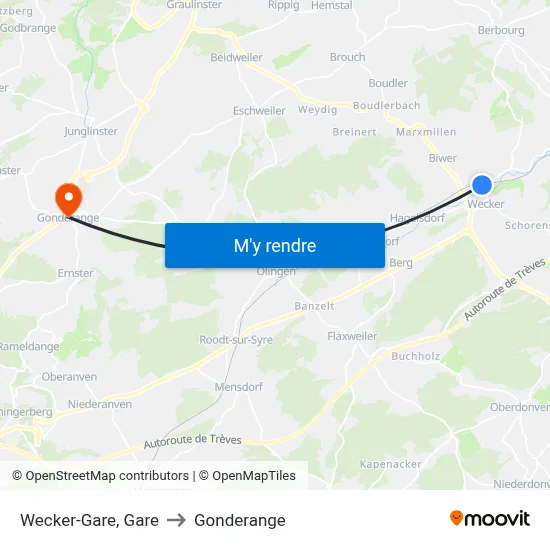 Wecker-Gare, Gare to Gonderange map