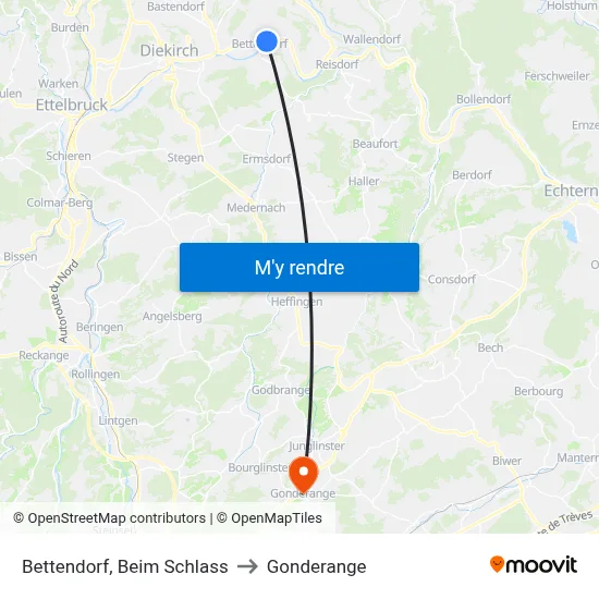 Bettendorf, Beim Schlass to Gonderange map