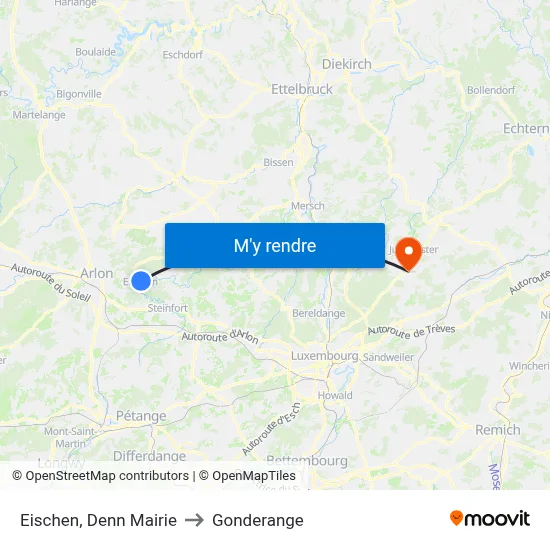 Eischen, Denn Mairie to Gonderange map