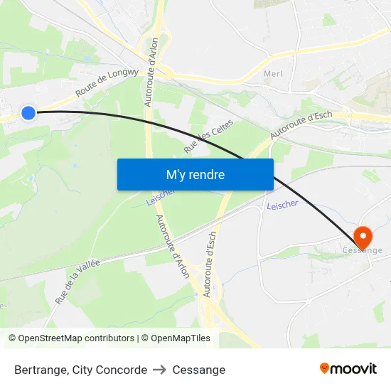 Bertrange, City Concorde to Cessange map