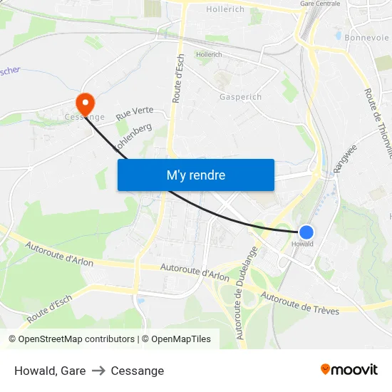 Howald, Gare to Cessange map