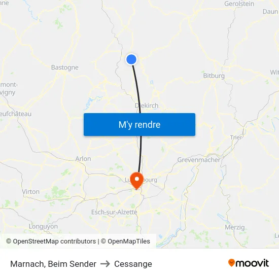 Marnach, Beim Sender to Cessange map