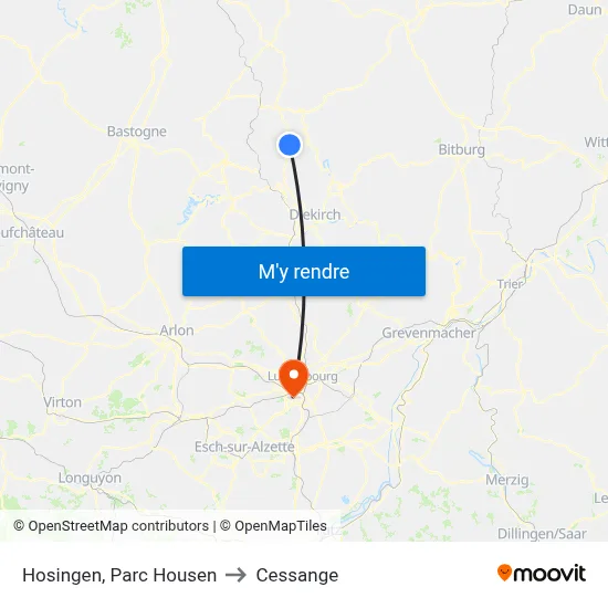 Hosingen, Parc Housen to Cessange map