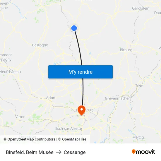 Binsfeld, Beim Musée to Cessange map