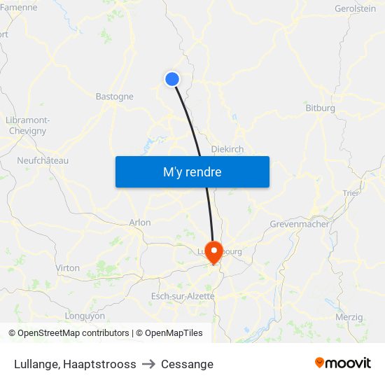 Lullange, Haaptstrooss to Cessange map