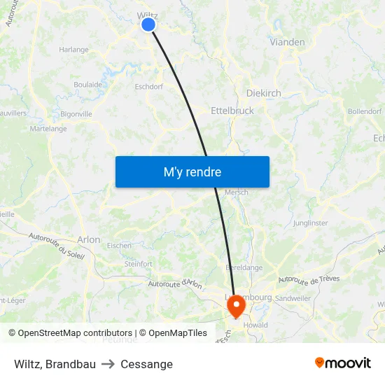 Wiltz, Brandbau to Cessange map