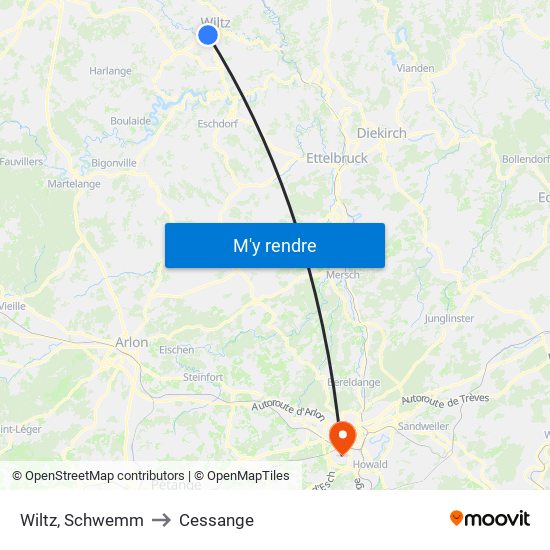 Wiltz, Schwemm to Cessange map