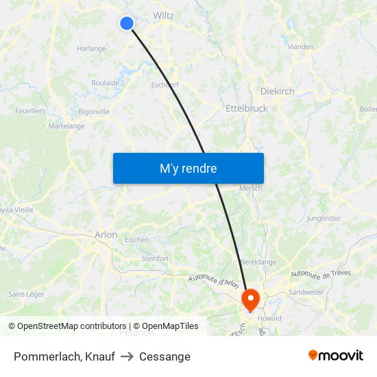 Pommerlach, Knauf to Cessange map