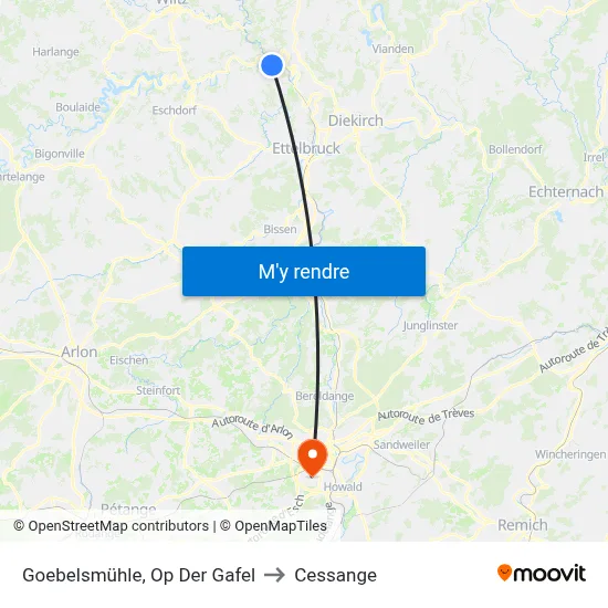 Goebelsmühle, Op Der Gafel to Cessange map