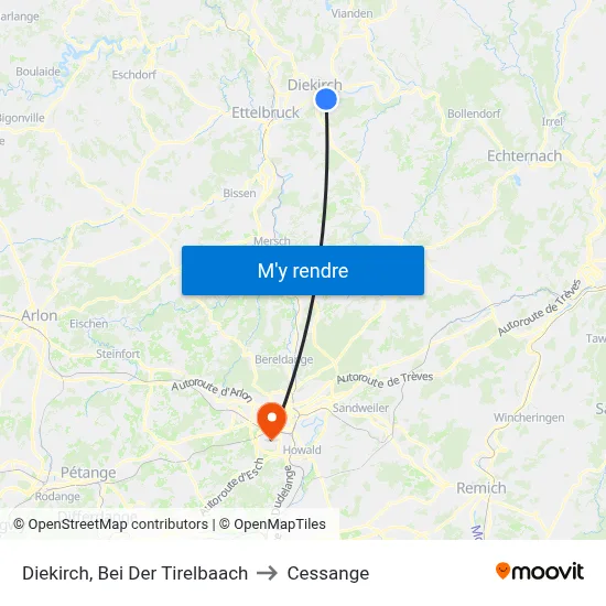 Diekirch, Bei Der Tirelbaach to Cessange map
