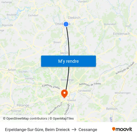 Erpeldange-Sur-Sûre, Beim Dreieck to Cessange map