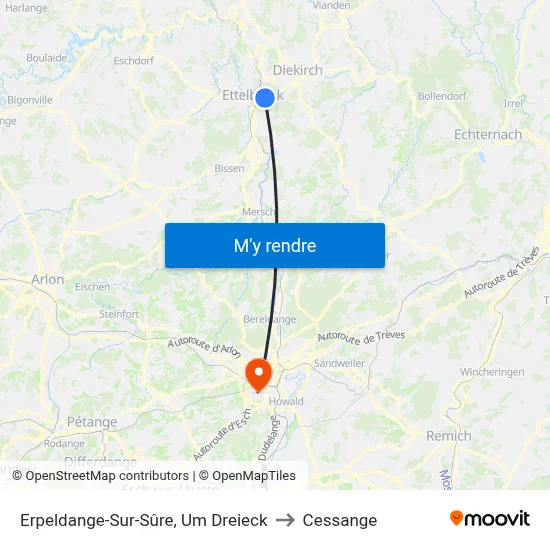 Erpeldange-Sur-Sûre, Um Dreieck to Cessange map