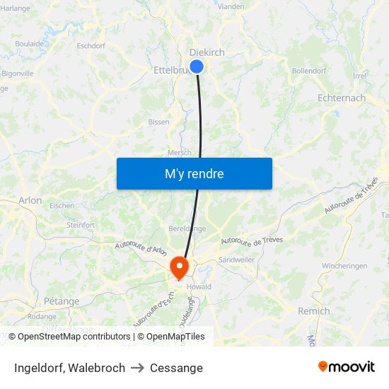 Ingeldorf, Walebroch to Cessange map