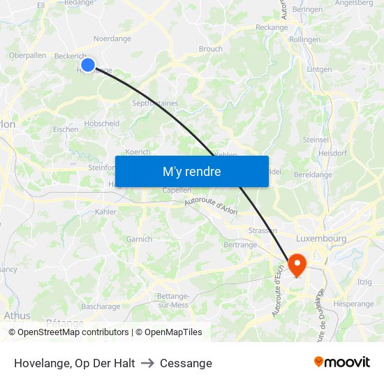 Hovelange, Op Der Halt to Cessange map