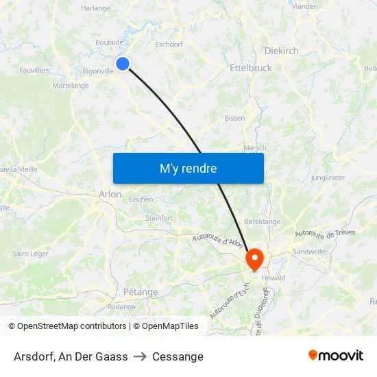 Arsdorf, An Der Gaass to Cessange map