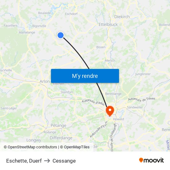 Eschette, Duerf to Cessange map