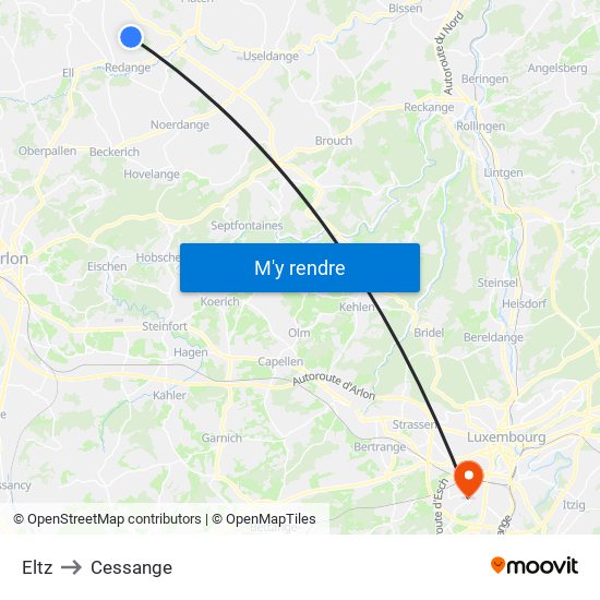 Eltz to Cessange map