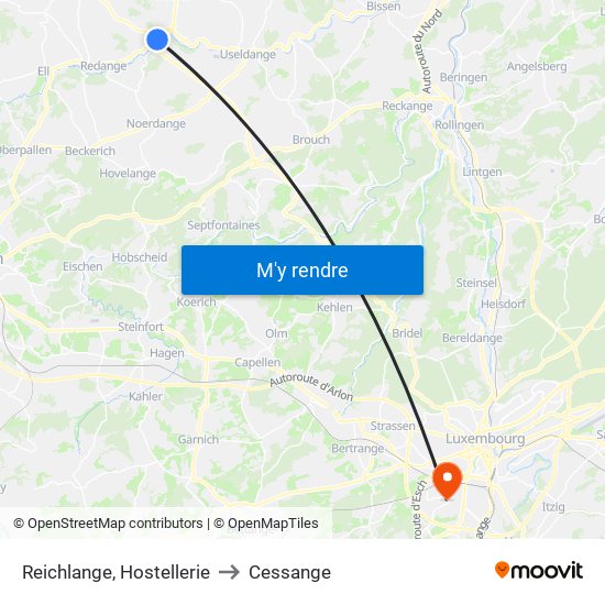 Reichlange, Hostellerie to Cessange map