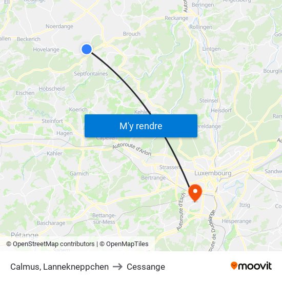 Calmus, Lannekneppchen to Cessange map