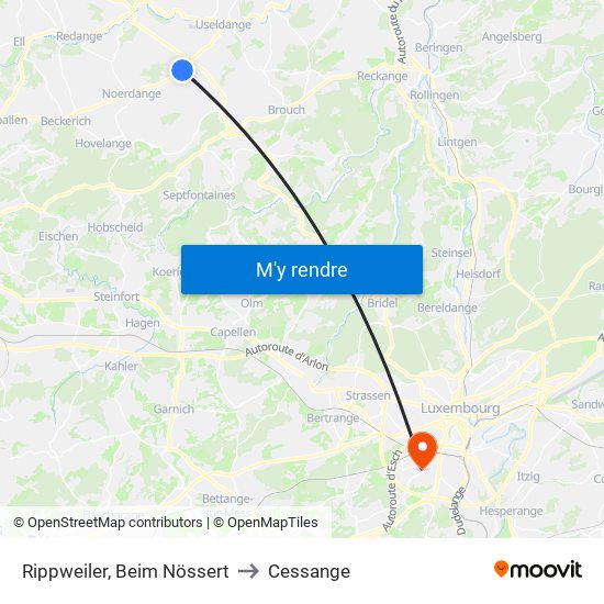 Rippweiler, Beim Nössert to Cessange map