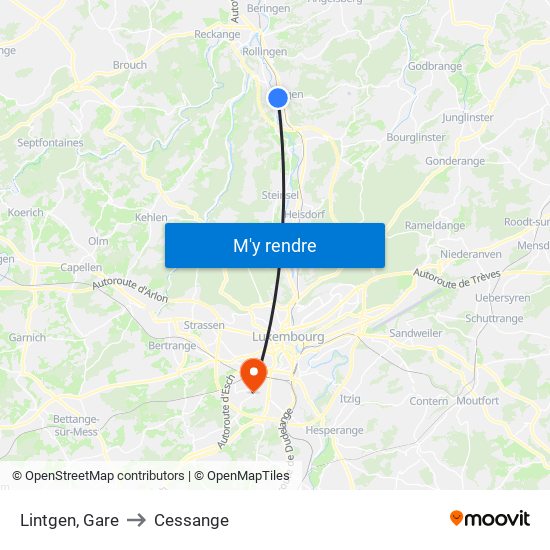 Lintgen, Gare to Cessange map