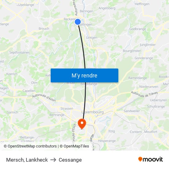 Mersch, Lankheck to Cessange map